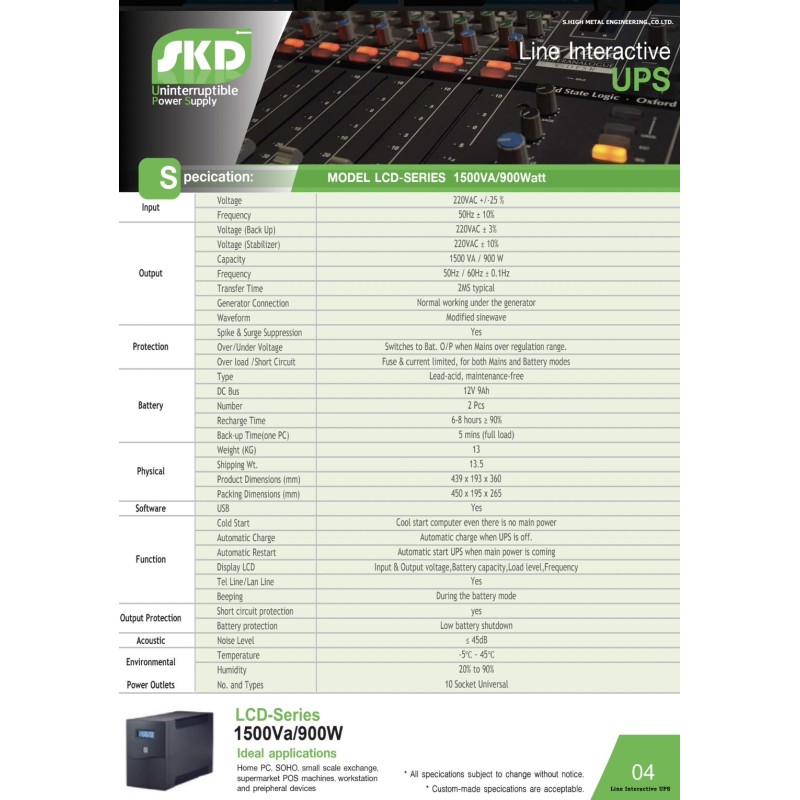 LCD-1500VA/900W